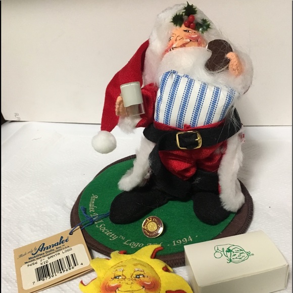 Vintage 1994 Annalee Santa Logo Kid Pin, Sun Pin,